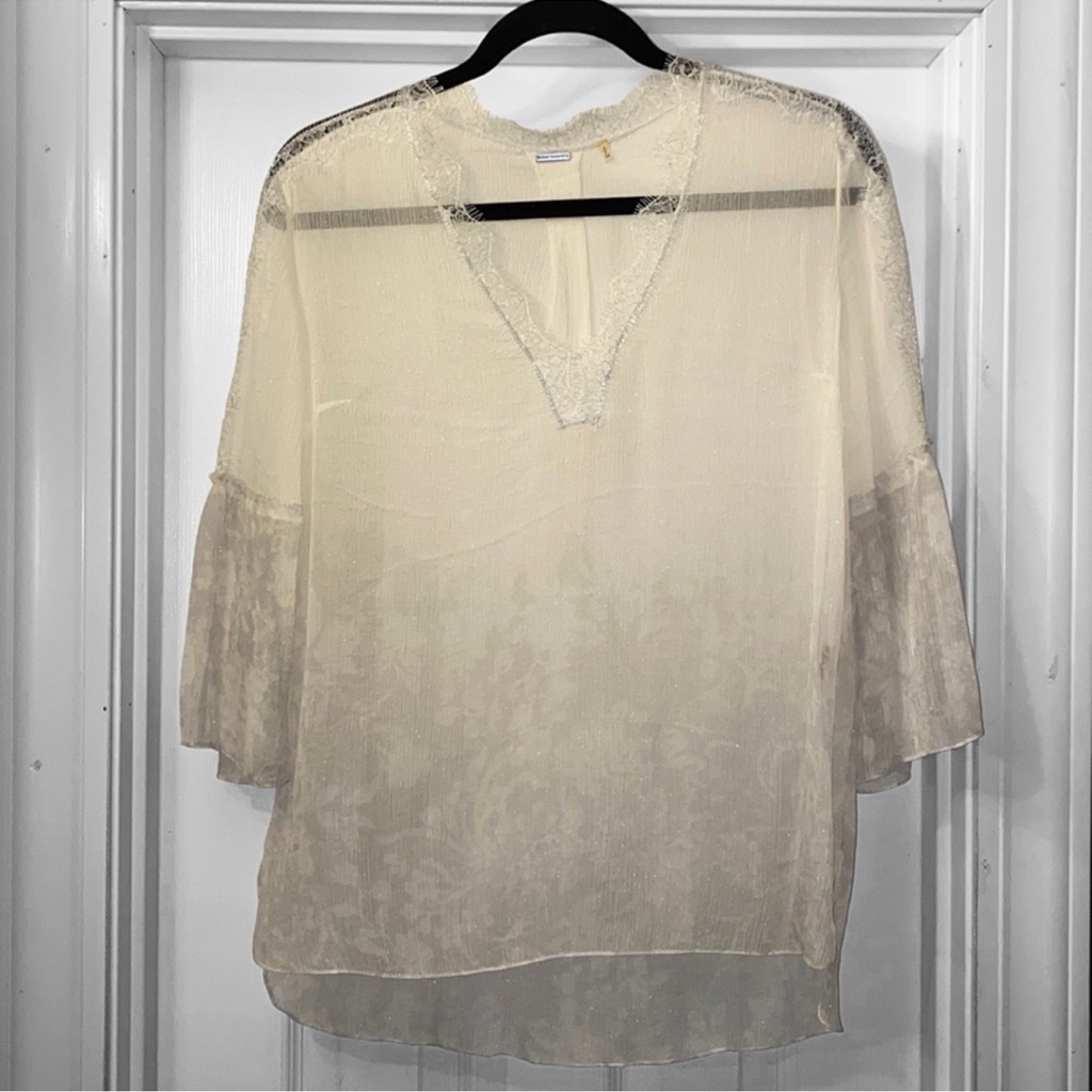Elie Tahari Silk-Blend Delicate Sheer Lace Blouse